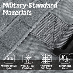 rabbitgoo tactical dog harness close-up of the padded pressure points and breathable air mesh.