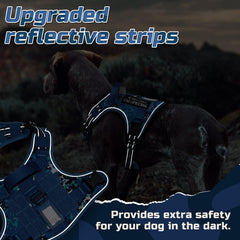 rabbitgoo Tactical Dog Harness reflective strips for nighttime visibility.