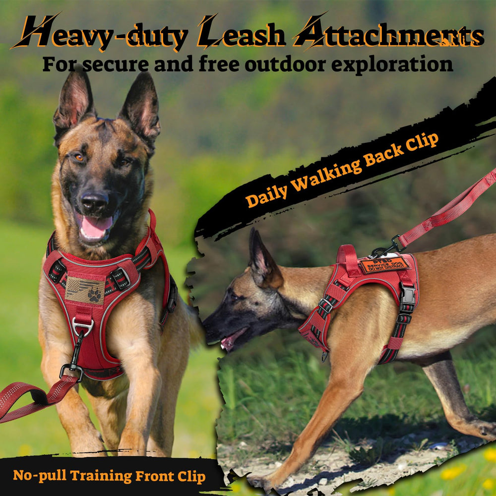 rabbitgoo Tactical Dog Harness side panels for outdoor supplies and patches.