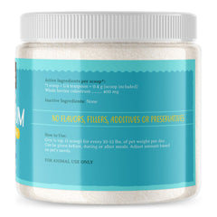 Raw Paws Bovine Colostrum powder shown in a close-up detail.