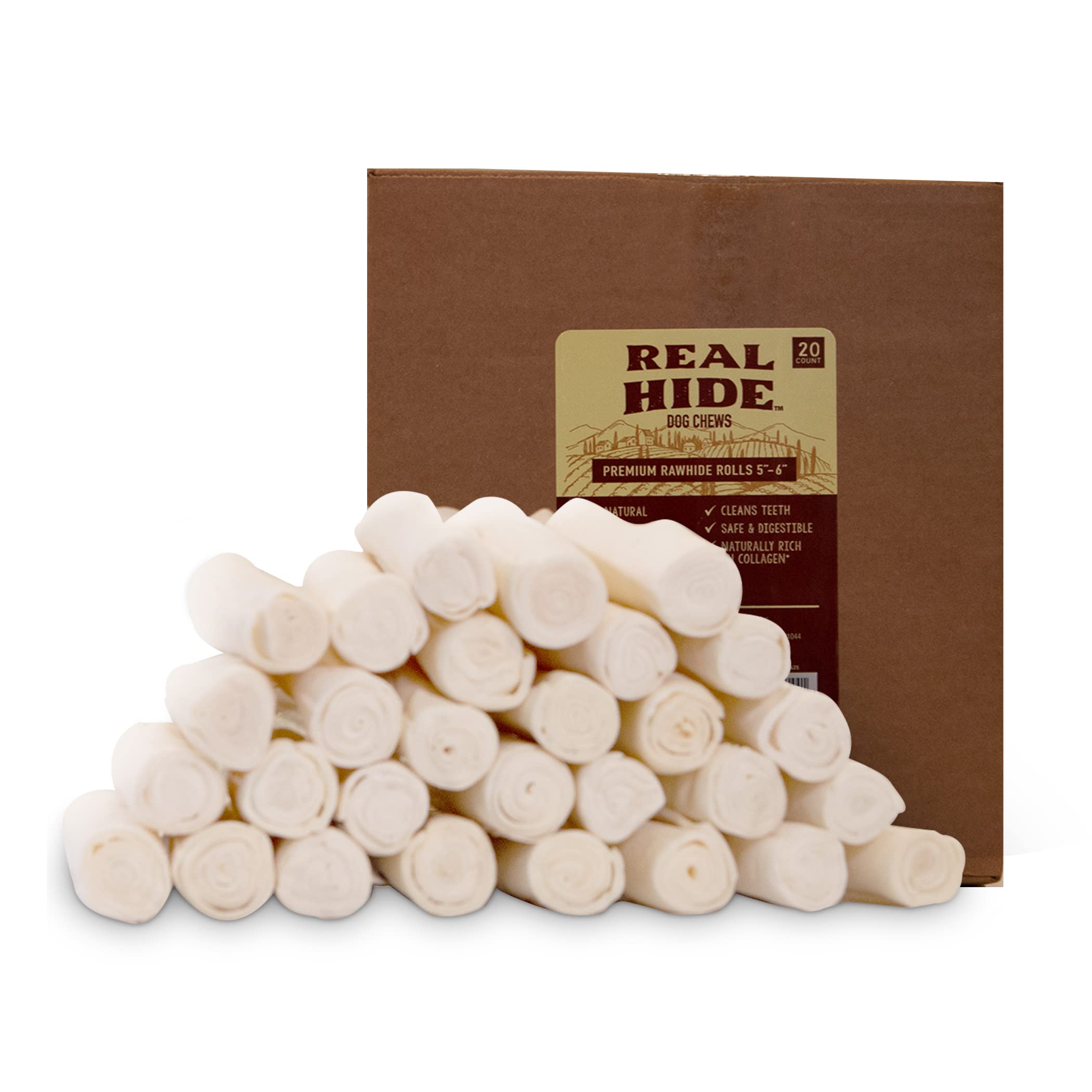 Real Hide dog chew roll shown from the front.
