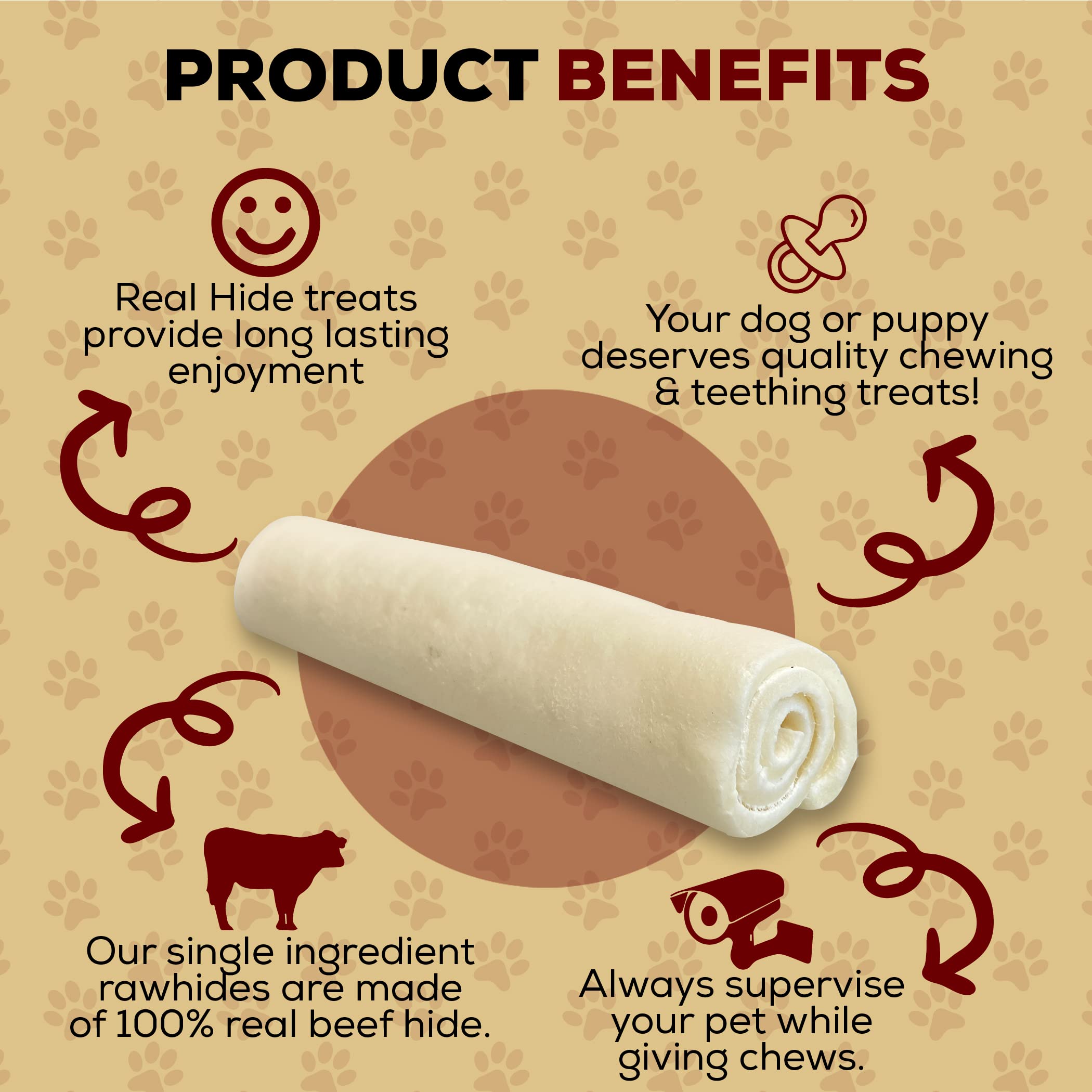 Real Hide dog chew roll showing its rolled shape.