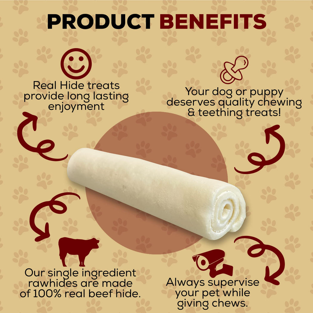 Real Hide dog chew roll showing its rolled shape.