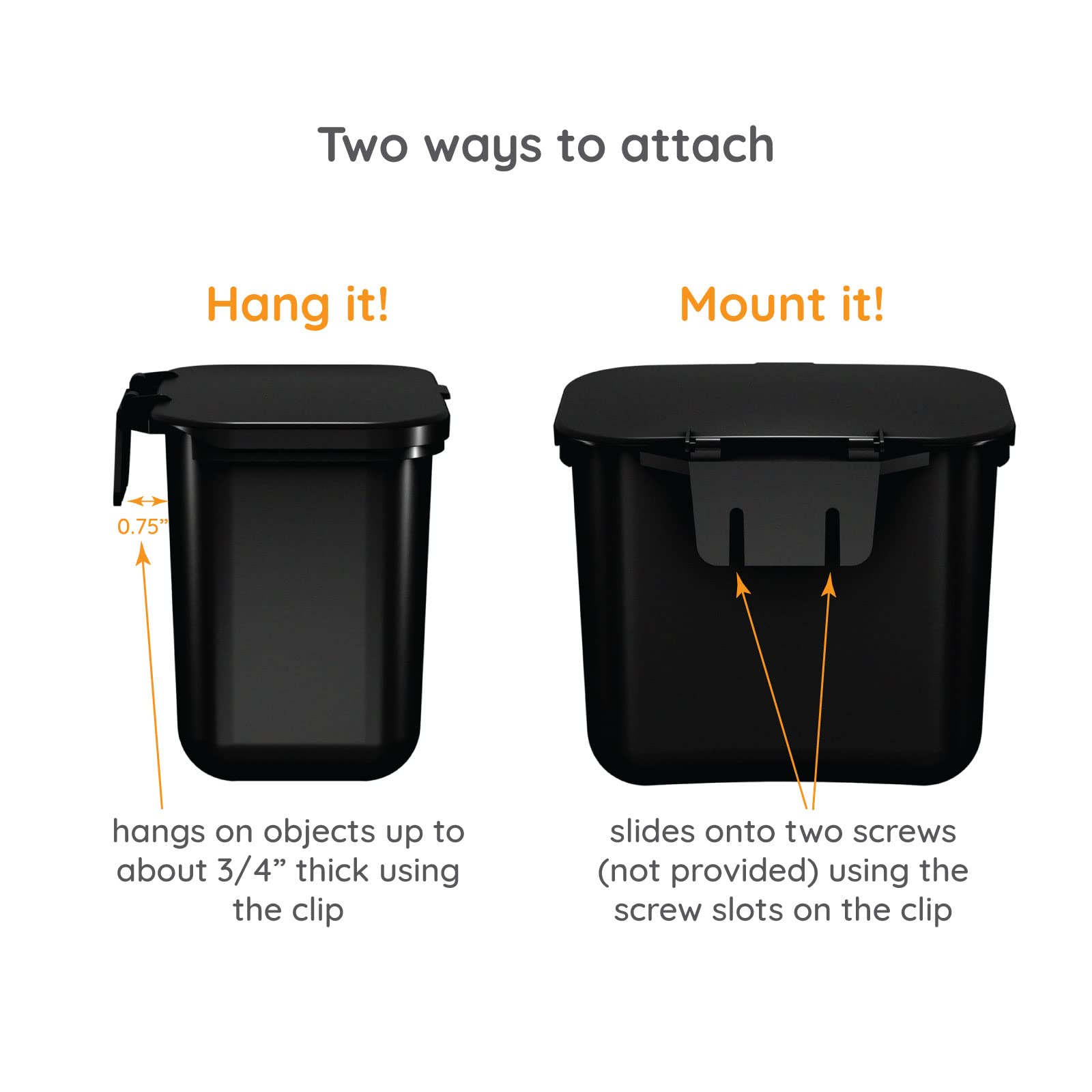 Recycling Rules Hanging Wastebasket lid shown in a close-up view.