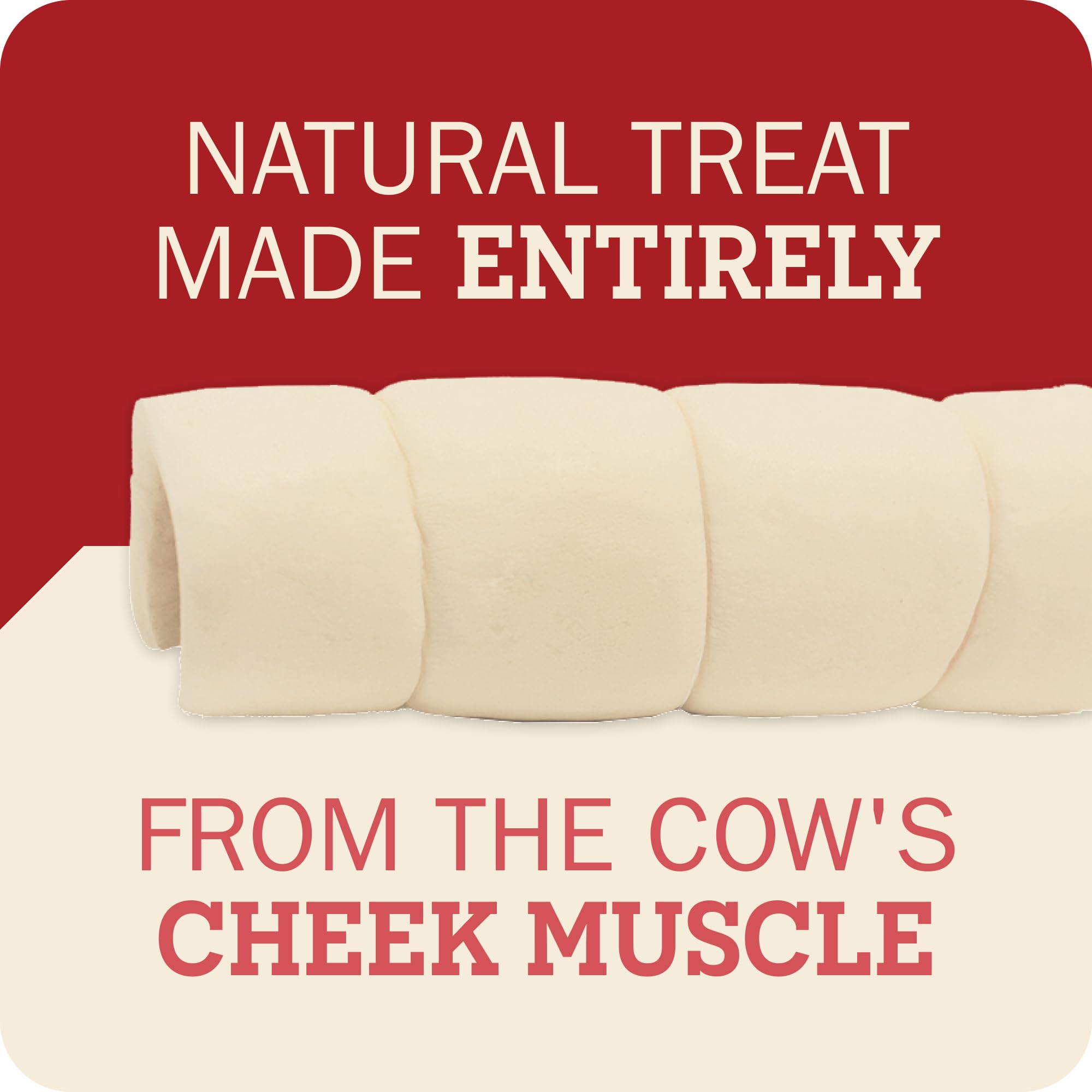 Four Redbarn Pet Products beef cheek rolls shown together as a pack.