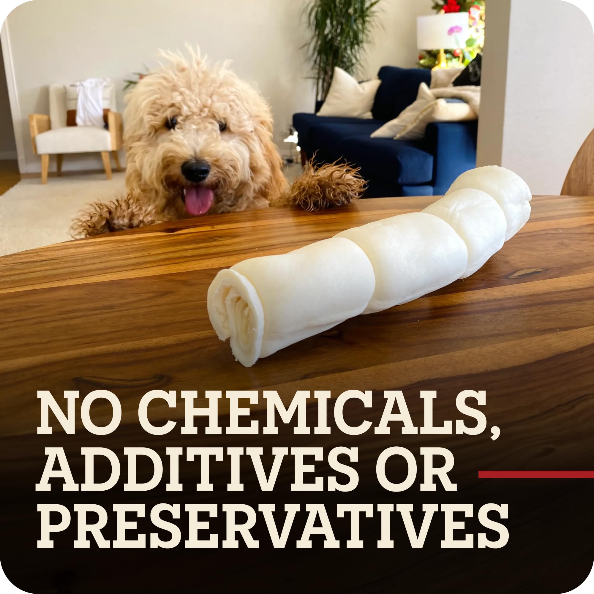 Redbarn Pet Products large beef cheek roll shown as a dog chew for large breeds.