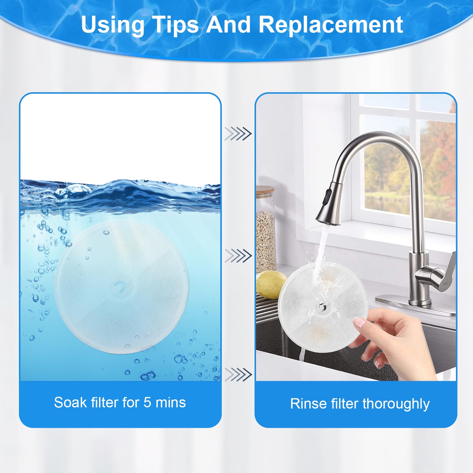 Redoso cat fountain filter 10-piece set shown together.