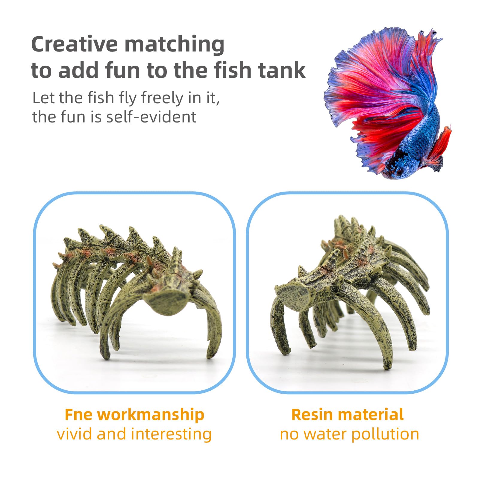 Relaqcc aquarium skull ornament shown as a solid one-piece decoration.