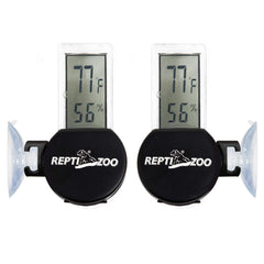 REPTI ZOO thermometer-hygrometer showing the suction cup mounting feature.