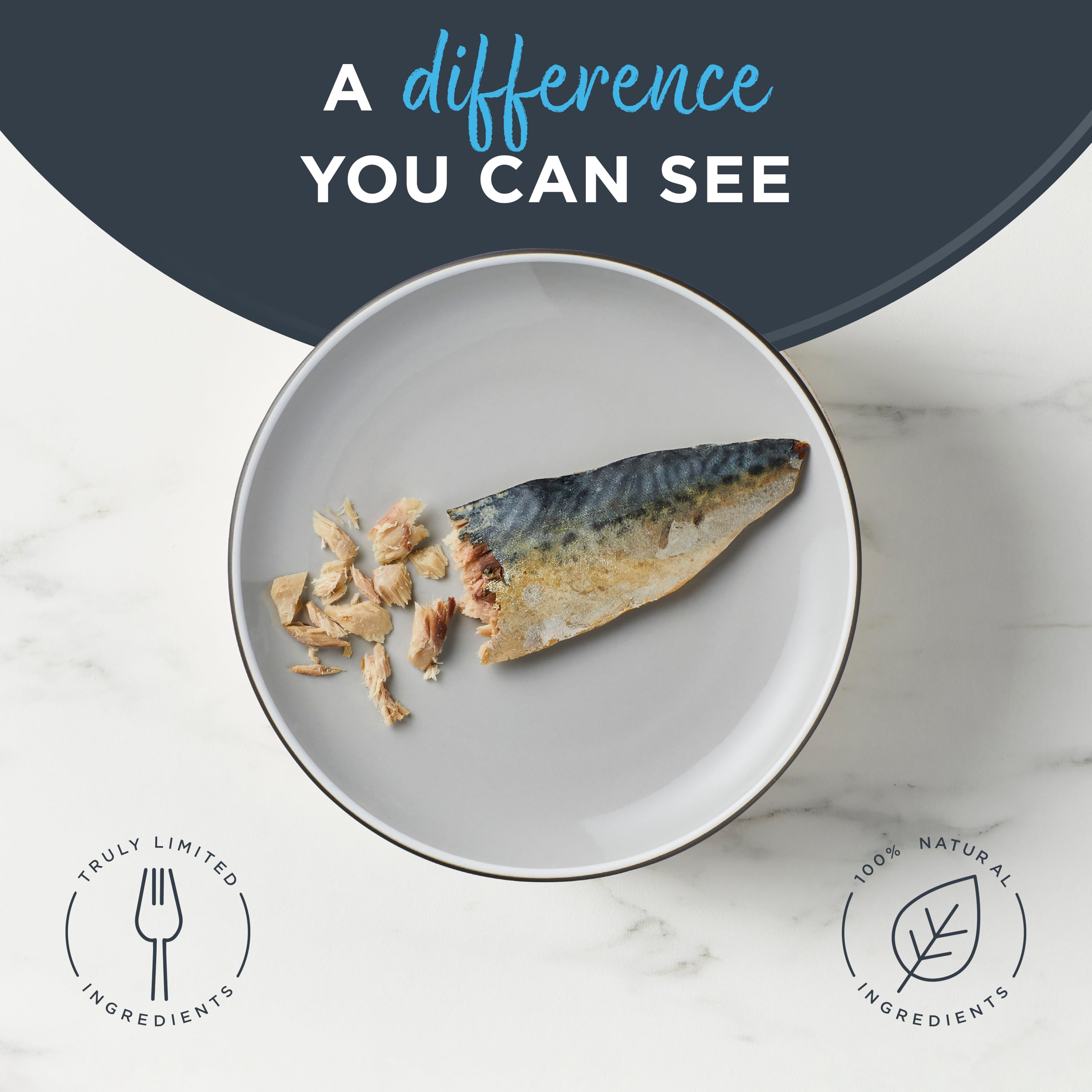 Reveal mackerel cat treats shown as a whole mackerel loin.
