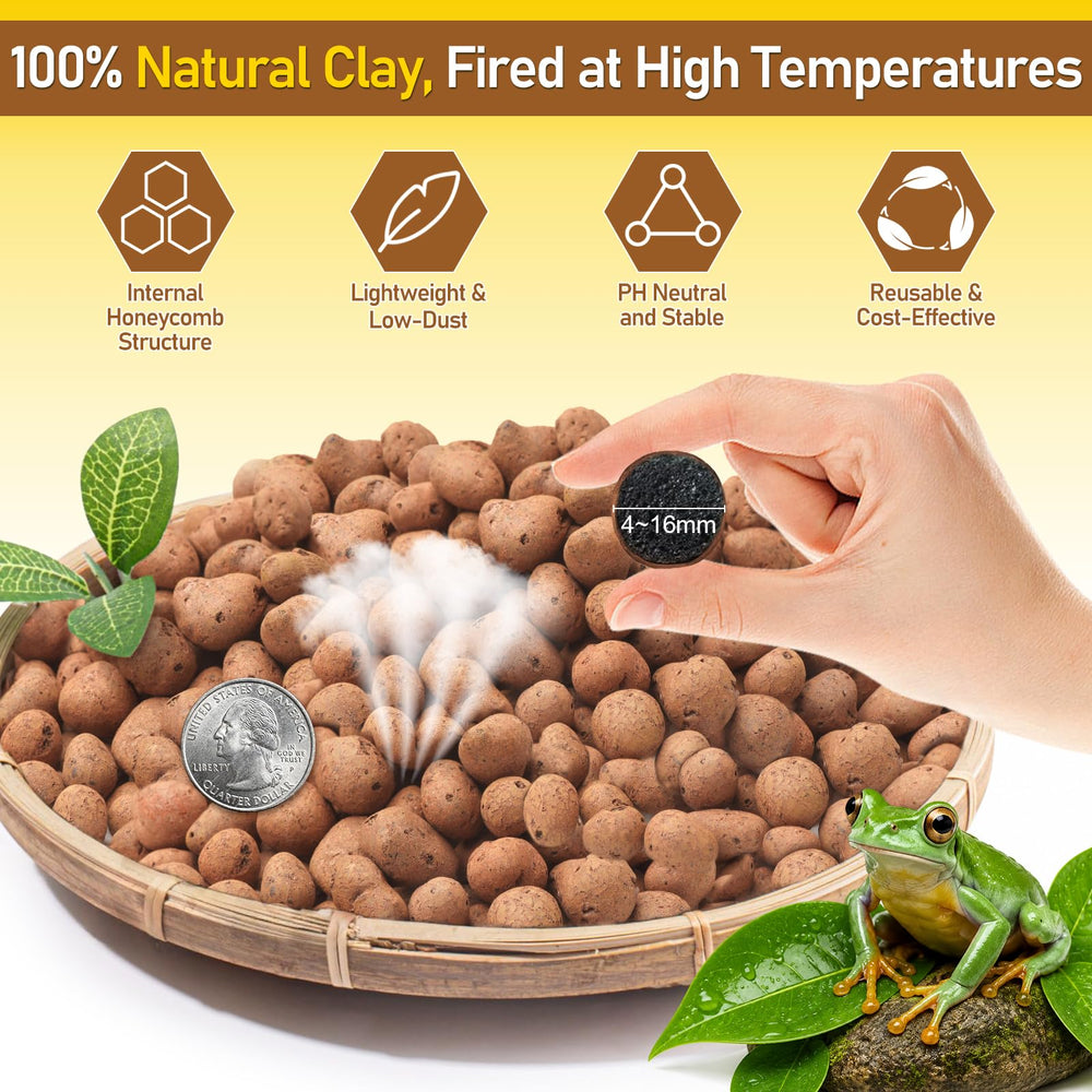 Riare expanded clay balls shown close up to reveal their rounded pellet texture.