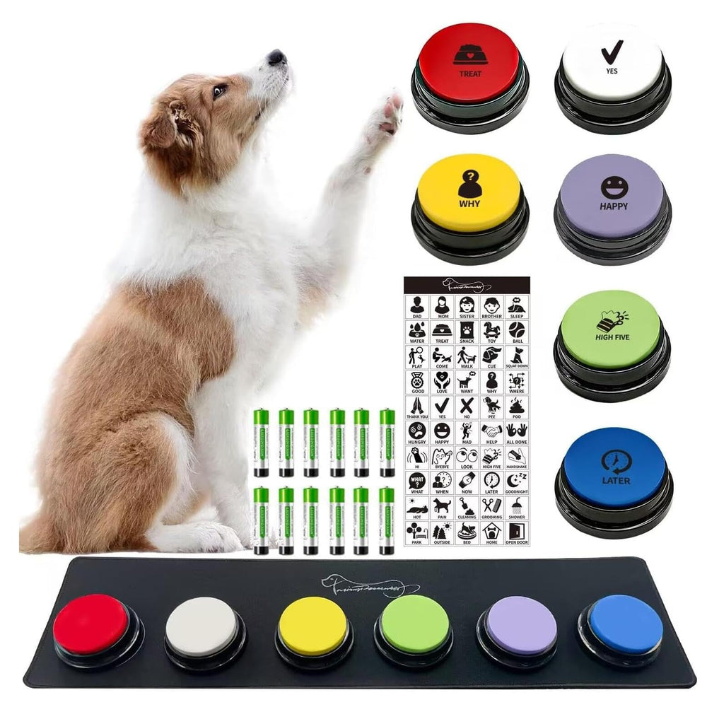 RIBOSY dog buttons set shown from the front with its recordable buttons.