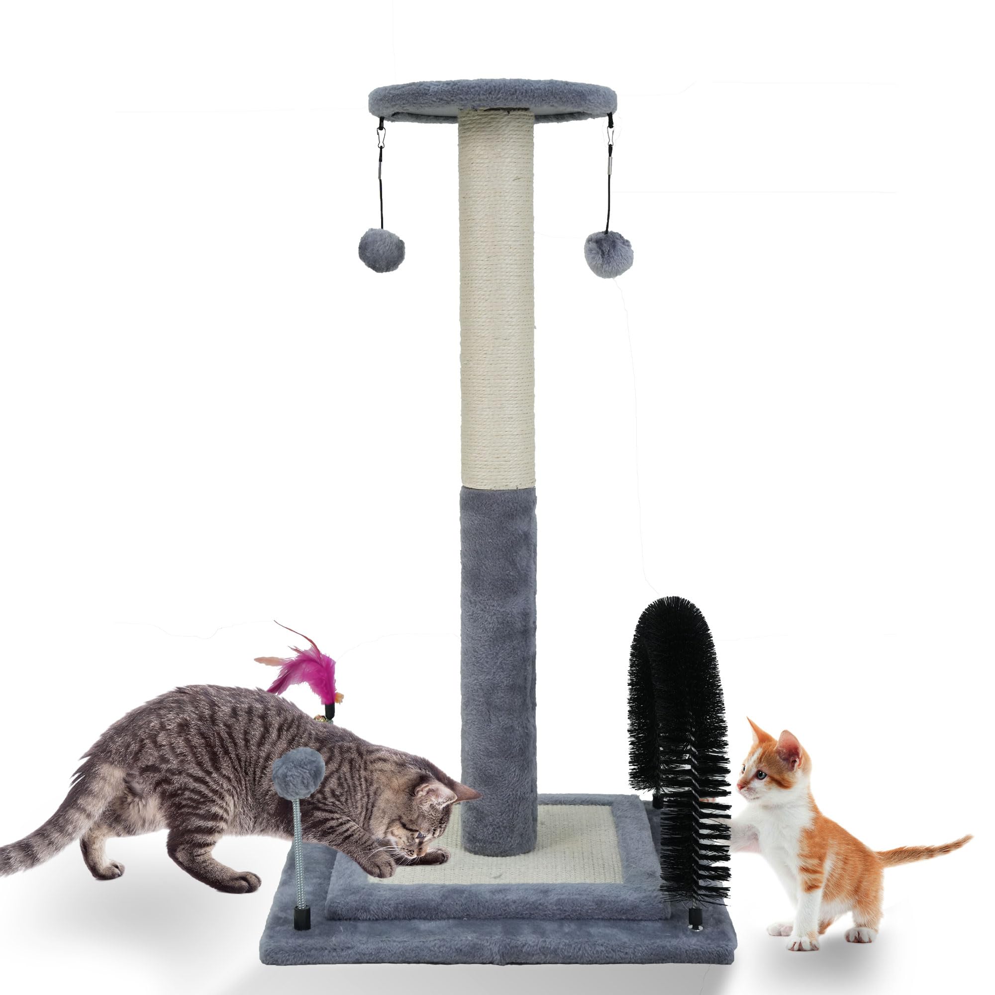 Roypet cat scratching post shown from the front in grey.