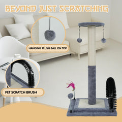 Roypet cat scratching post with a close-up view of the sisal scratching surface.