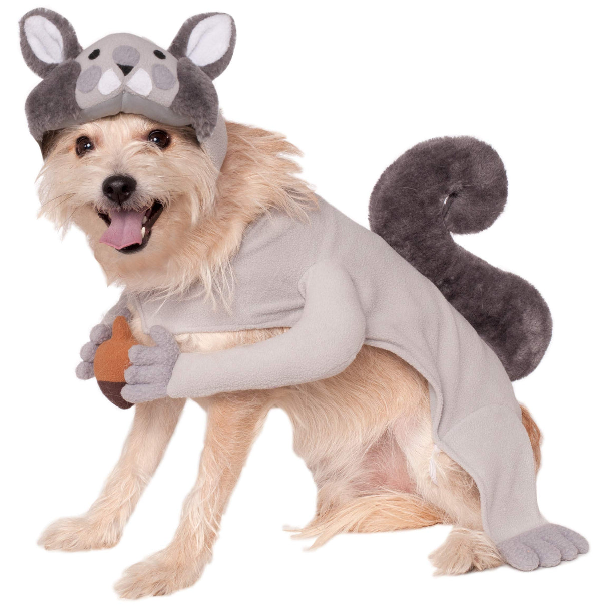 Rubies Squirrel Pet Costume shown as a complete tunic and matching headpiece.