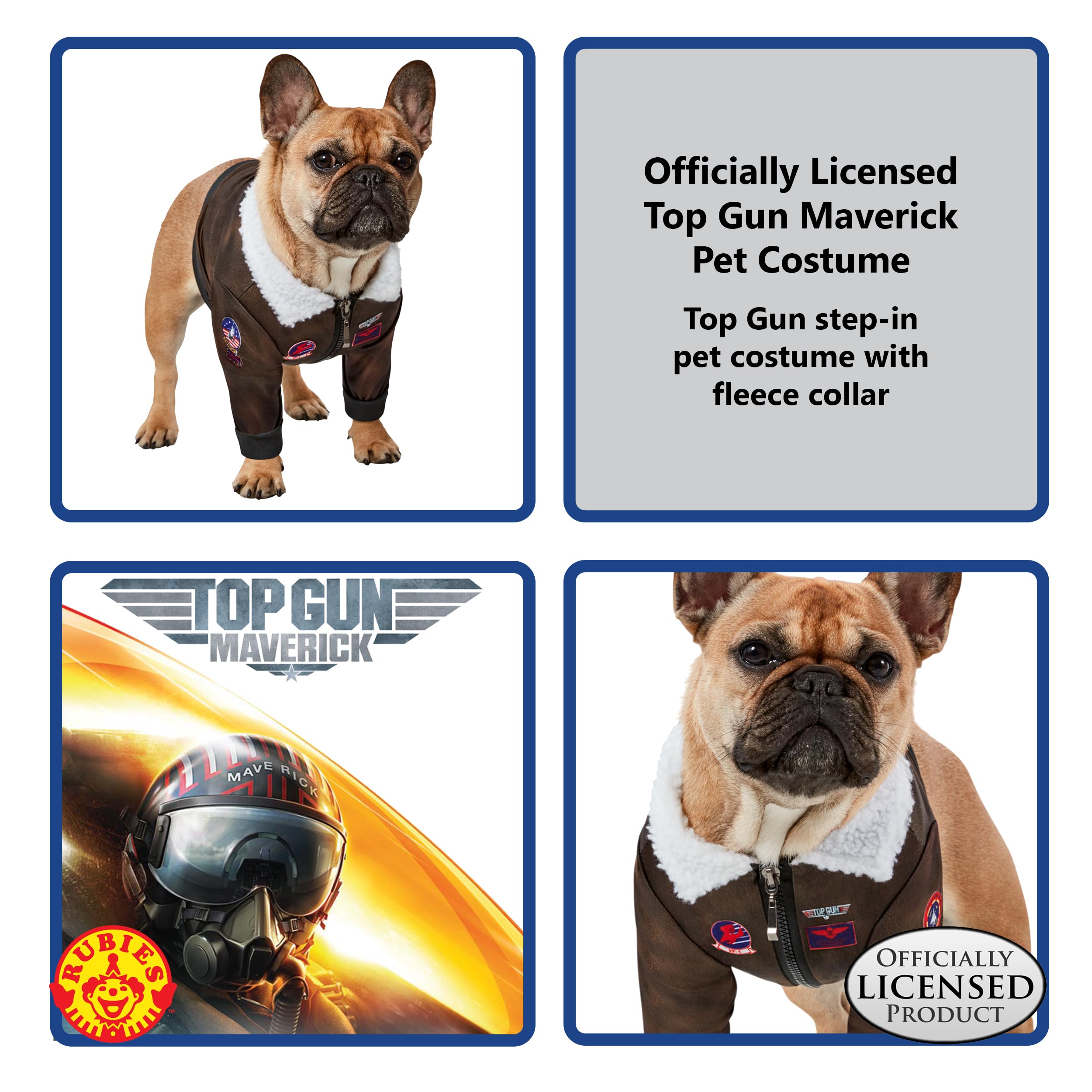 Rubies Top Gun pet costume shown from the back.