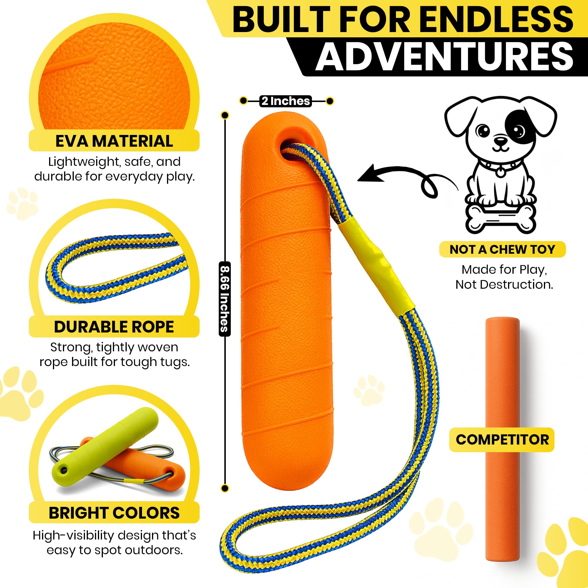 Ruffify Floating Dog Water Toys featuring the bright orange bumper.