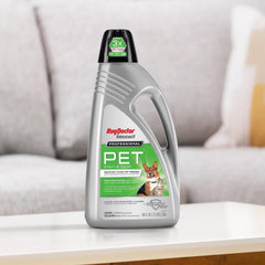 Rug Doctor Pet Deep Carpet Cleaner Solution highlighting odor elimination.