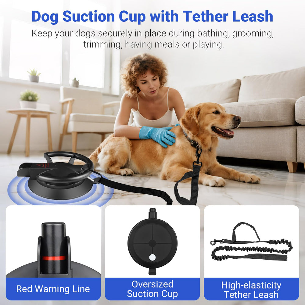 Ruppence dog grooming suction cup close-up showing the red indicator line.