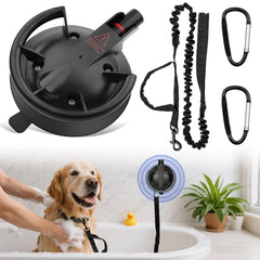 Ruppence dog grooming suction cup with tether shown from the front.