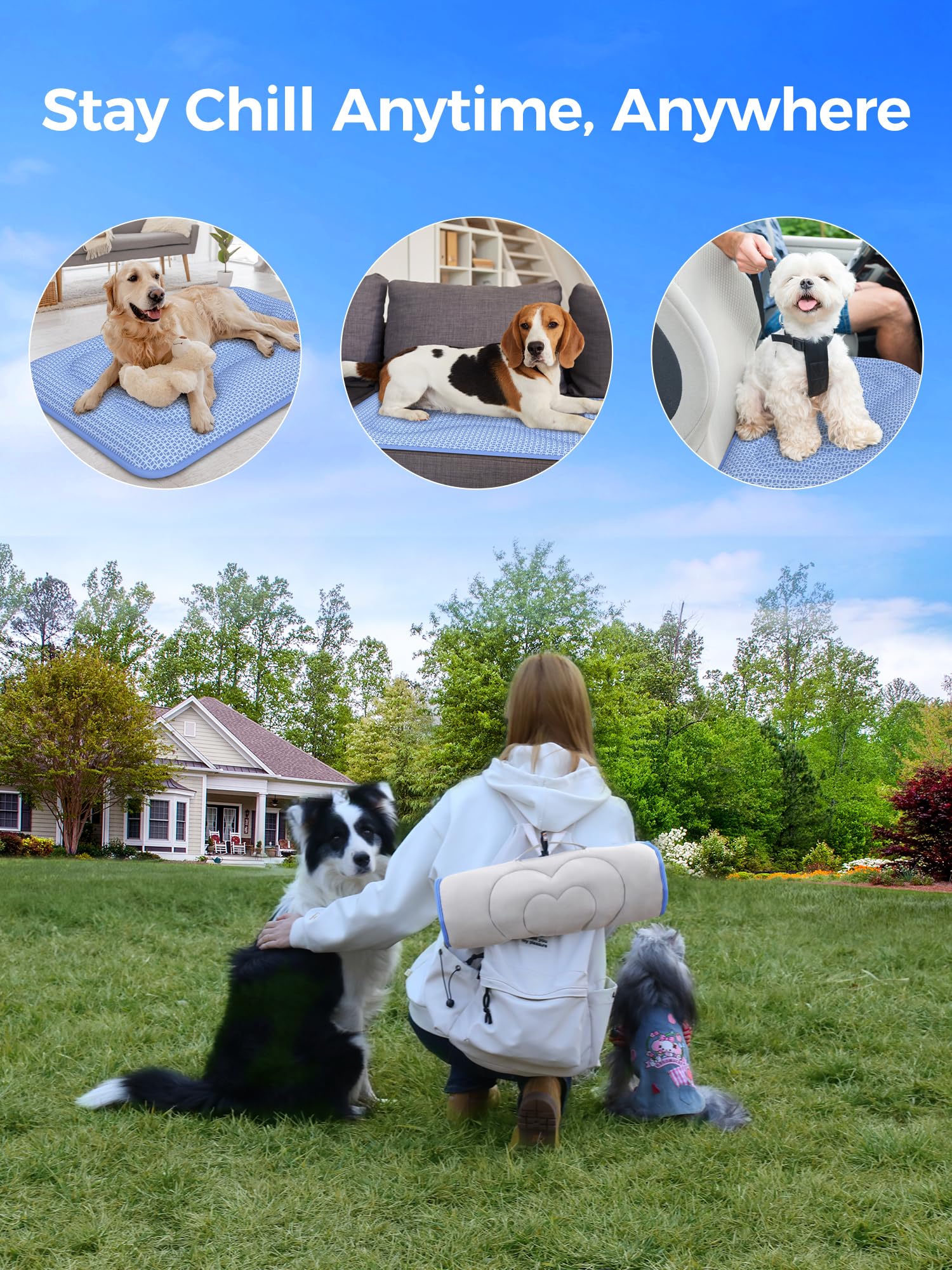 Rywell cooling mat for dogs folded for carrying or storage.