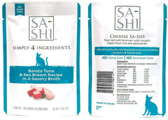Sa-Shi grain-free wet cat food pouch shown from the front.