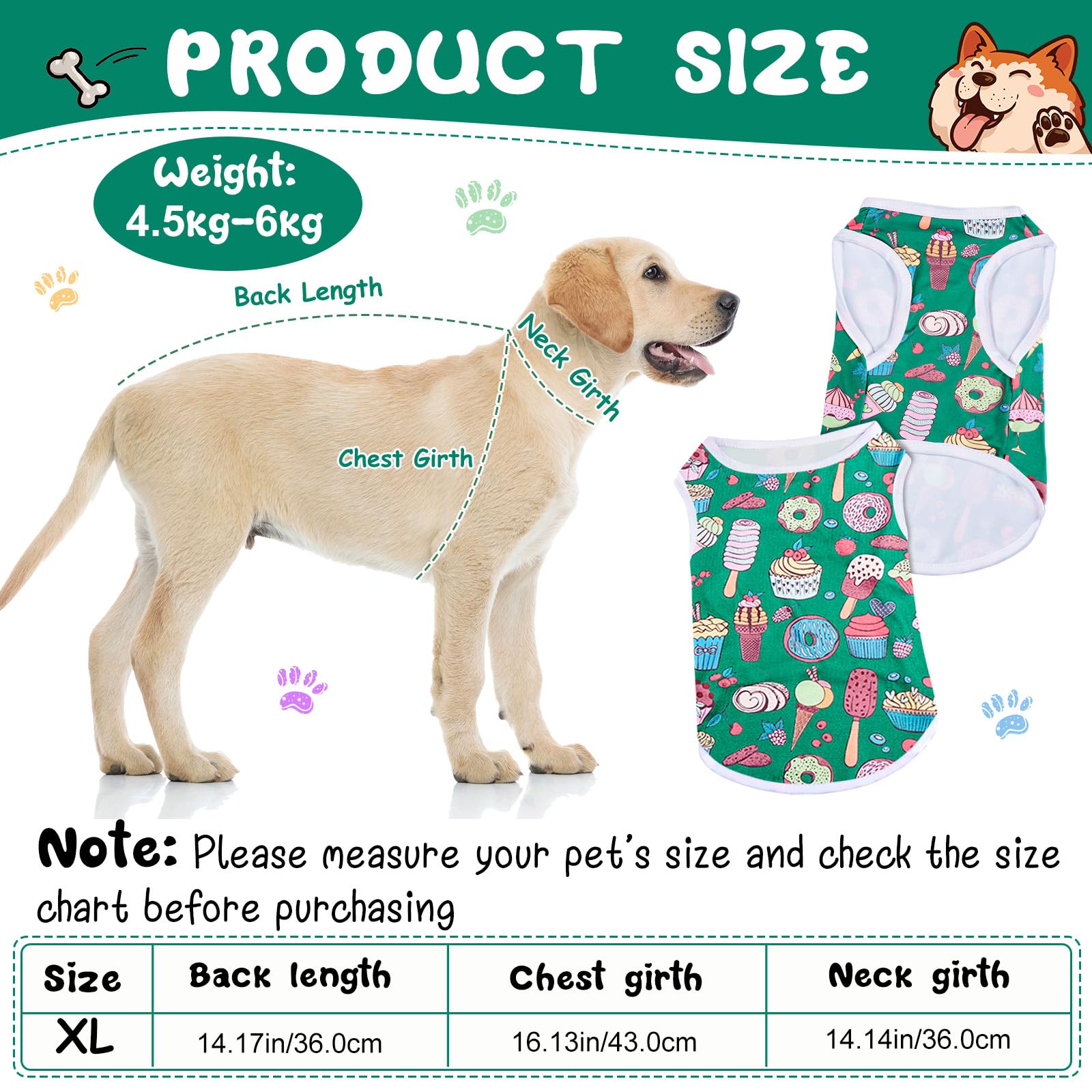 Saintrygo dog shirts featuring a selection of summer fruit, cartoon, and animal prints.