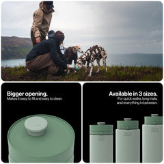 SÄKER portable dog water bottle being used to offer a dog water.