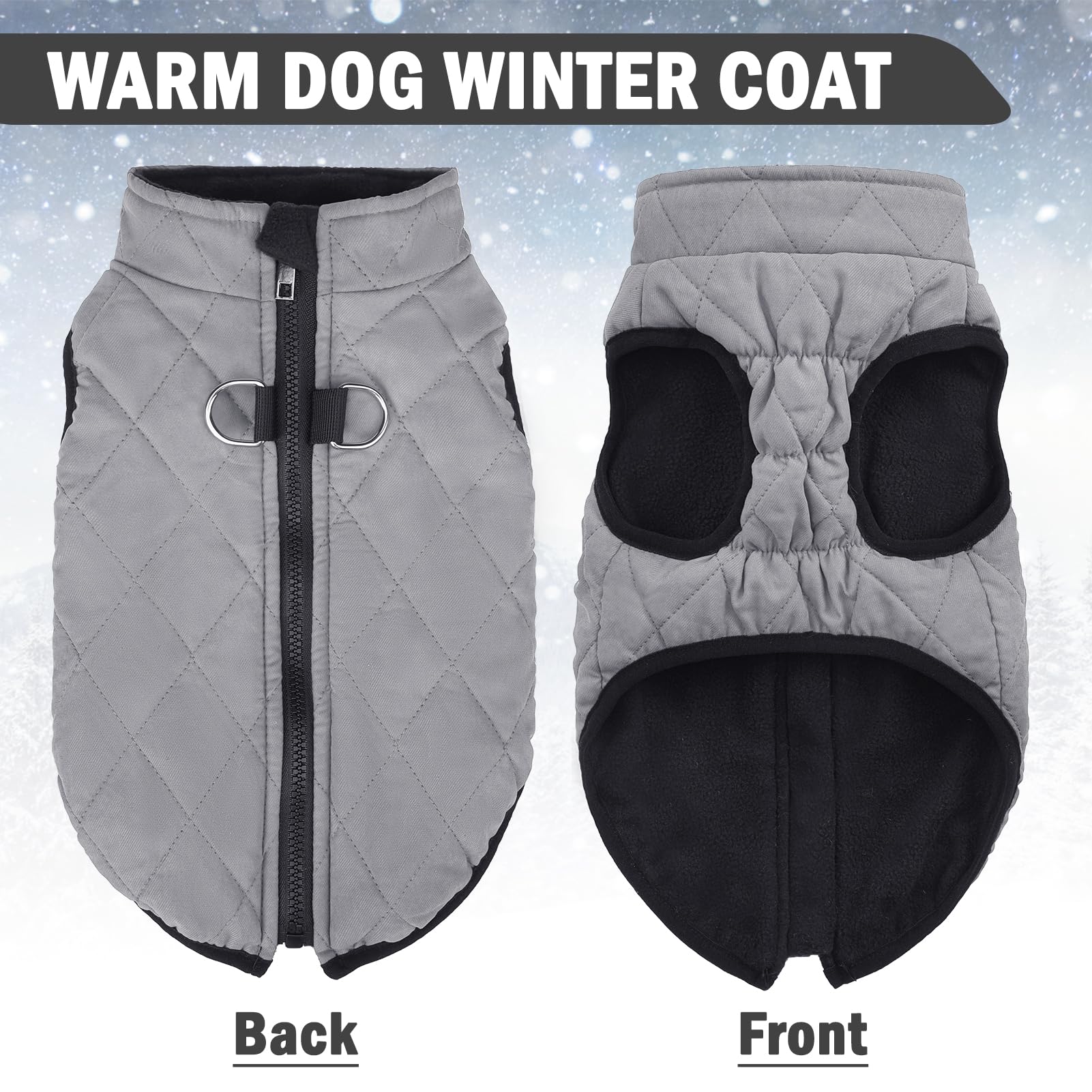 SCENEREAL winter dog vest coat showing its polyester fleece lining.