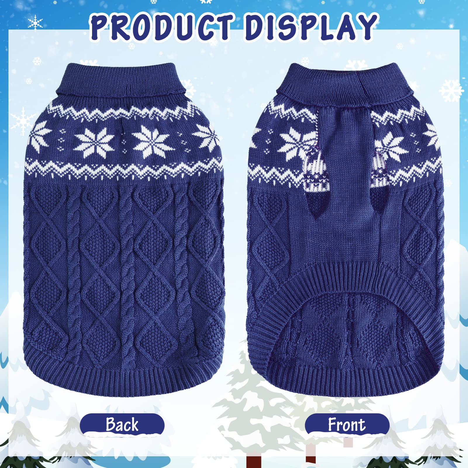 Blue color option of the SCIROKKO dog sweater.