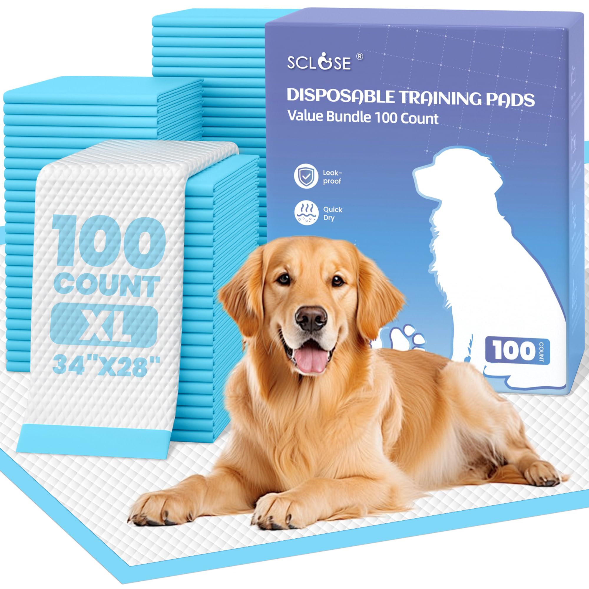 SCLOSE XL Dog Pee Pads pack shown from the front.