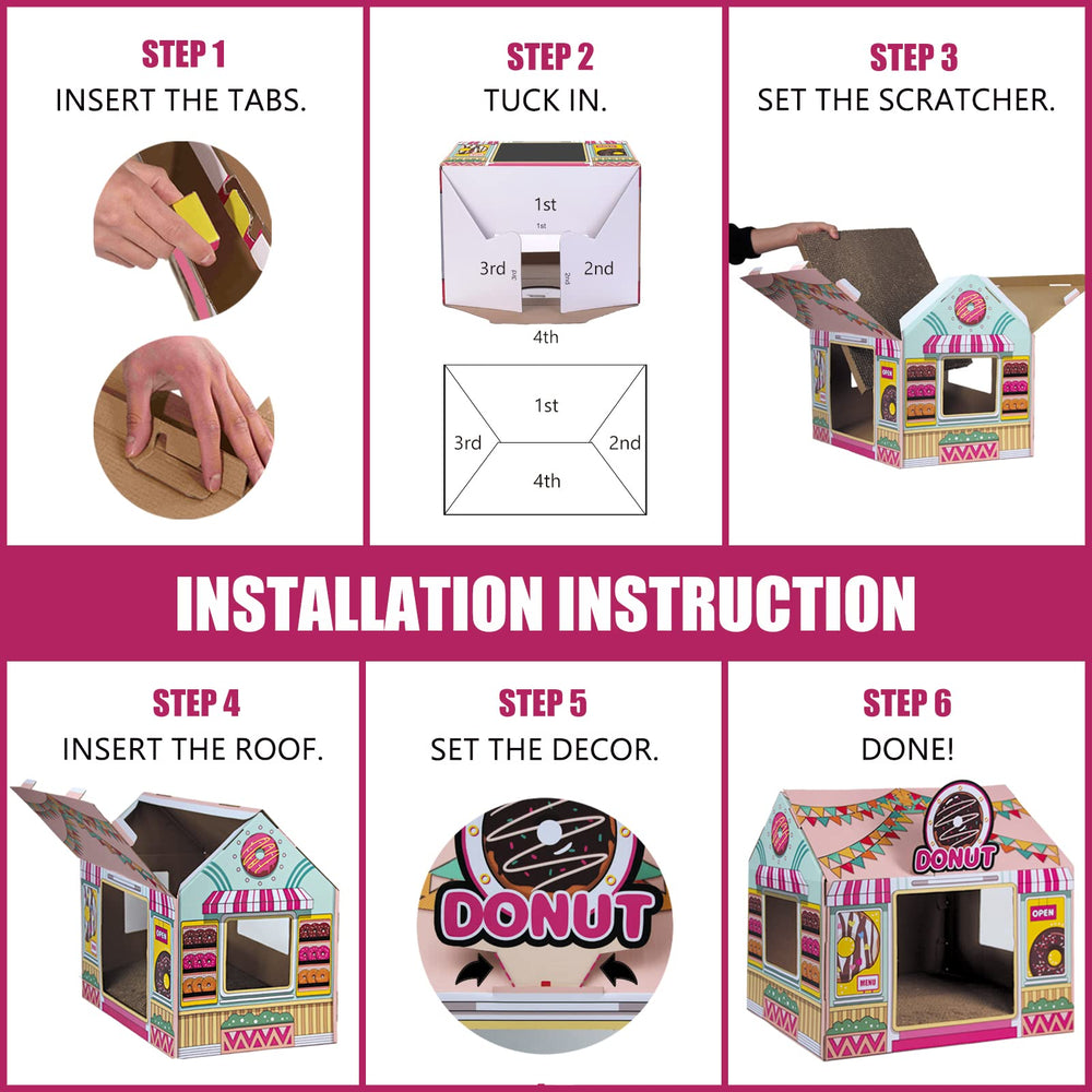 SEKAM cardboard cat house shown as two pieces for tool-free assembly.