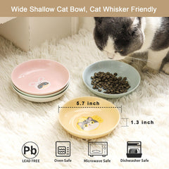 Seyatoo Ceramic Cat Bowls featuring different colors and cat patterns.