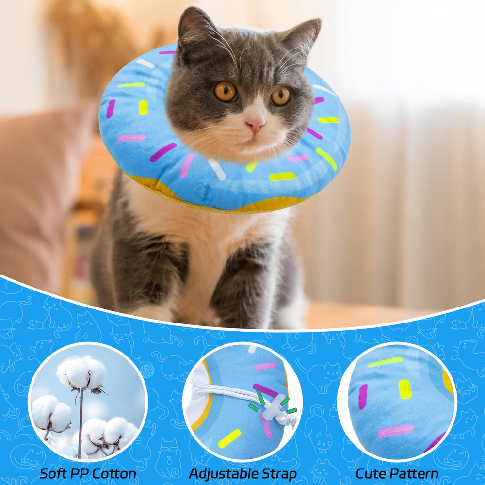 Seyezo cat cone collar close-up showing its soft cotton-fiber fabric.