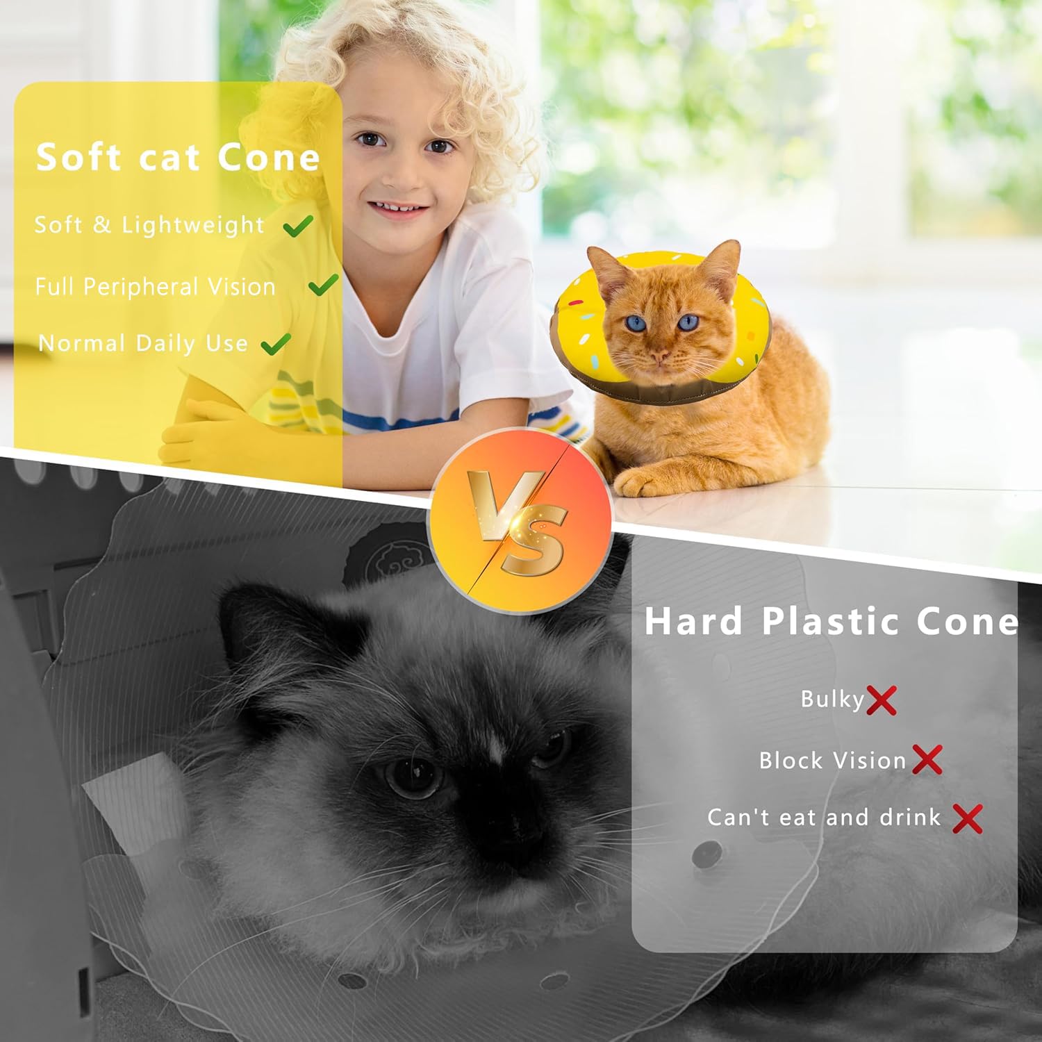 Seyezo Cat Cone Collar shown as a soft pillow while a cat rests.
