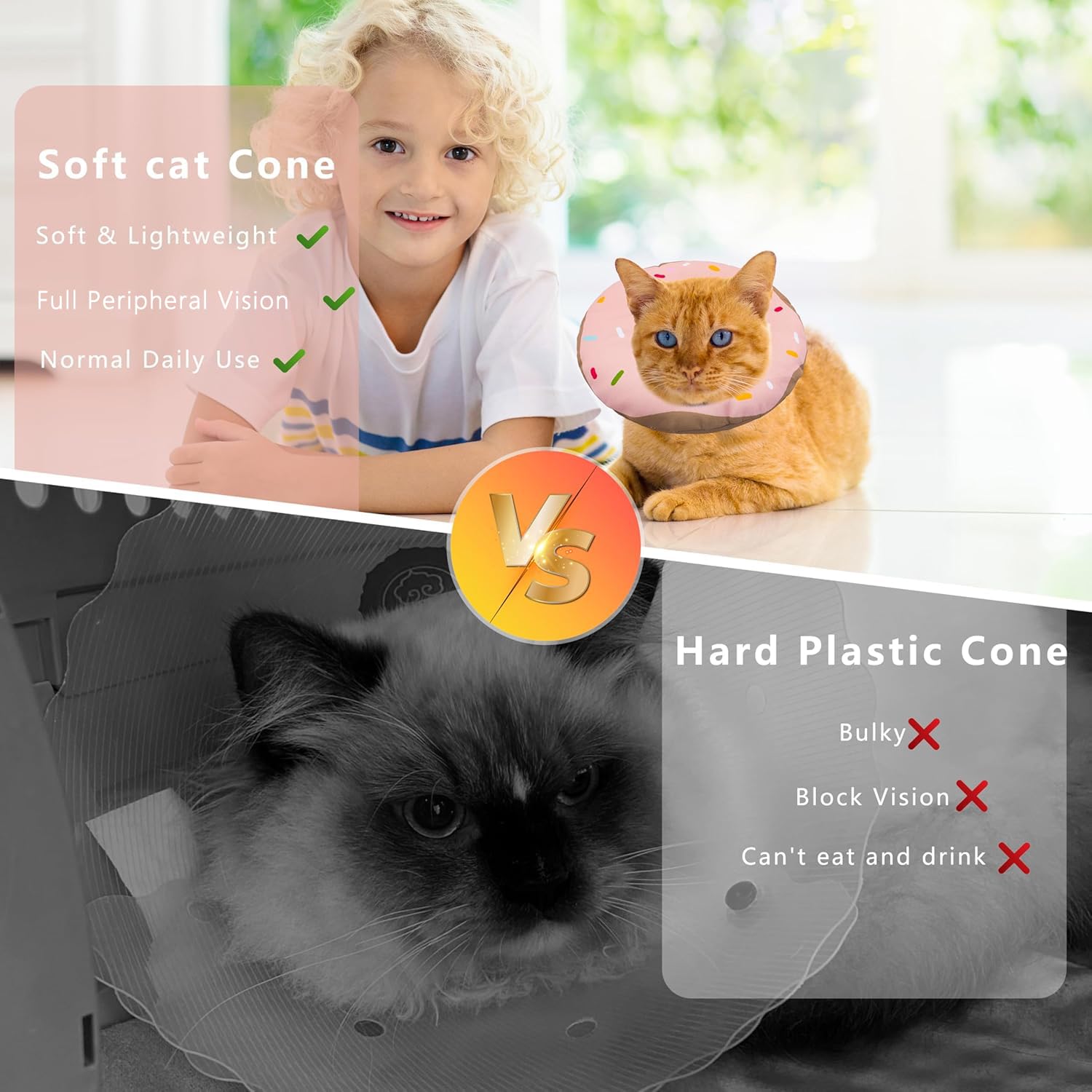Seyezo cat recovery cone shown as a soft resting pillow.