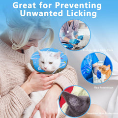 Seyezo cat recovery cone worn by a cat during recovery.
