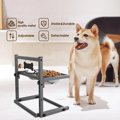 SHAINFUN Elevated Dog Bowls shown with the adjustable-width base in focus.