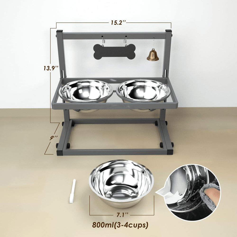 SHAINFUN Elevated Dog Bowls shown assembled as a raised feeding station.