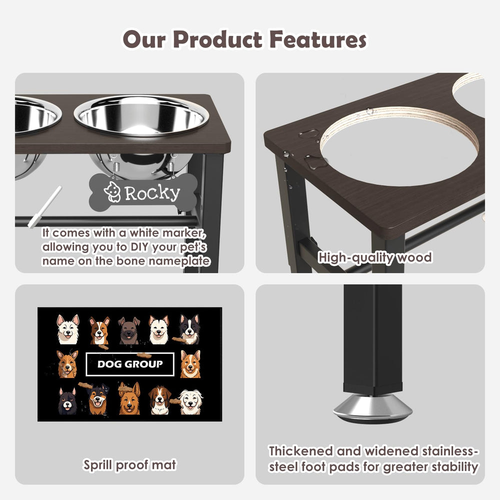 SHAINFUN Elevated Dog Bowls slow-feeder bowl shown with its feeding design.