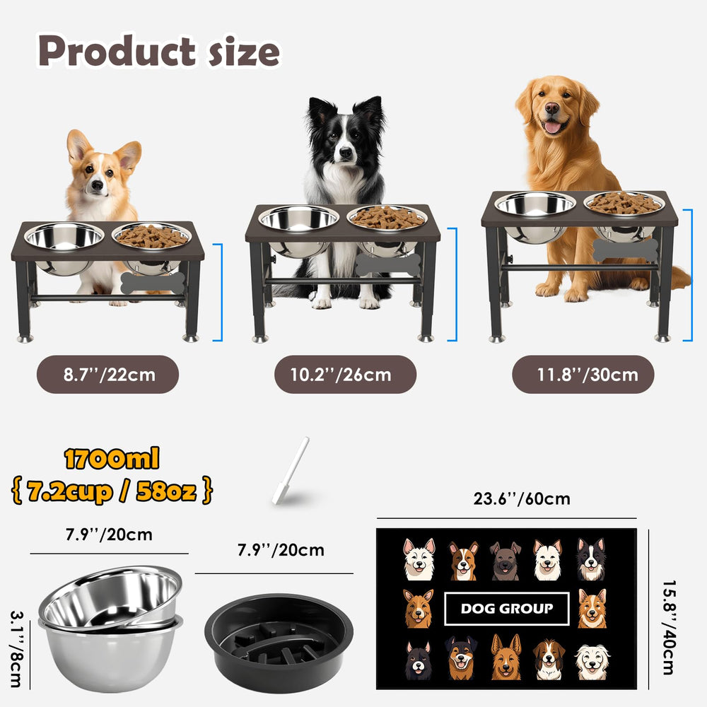 SHAINFUN Elevated Dog Bowls with two stainless steel bowls in the holder.