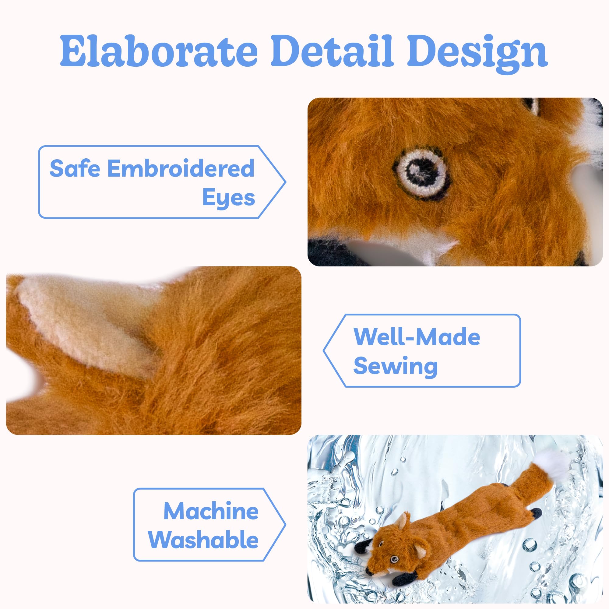 SHARLOVY dog toy close-up highlighting its embroidered animal face.