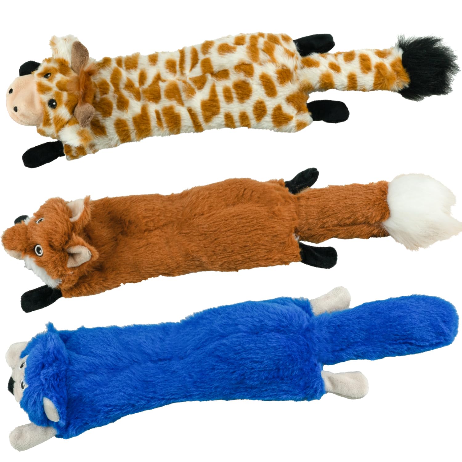 SHARLOVY dog toys shown as a three-pack of soft animal-shaped plush toys.