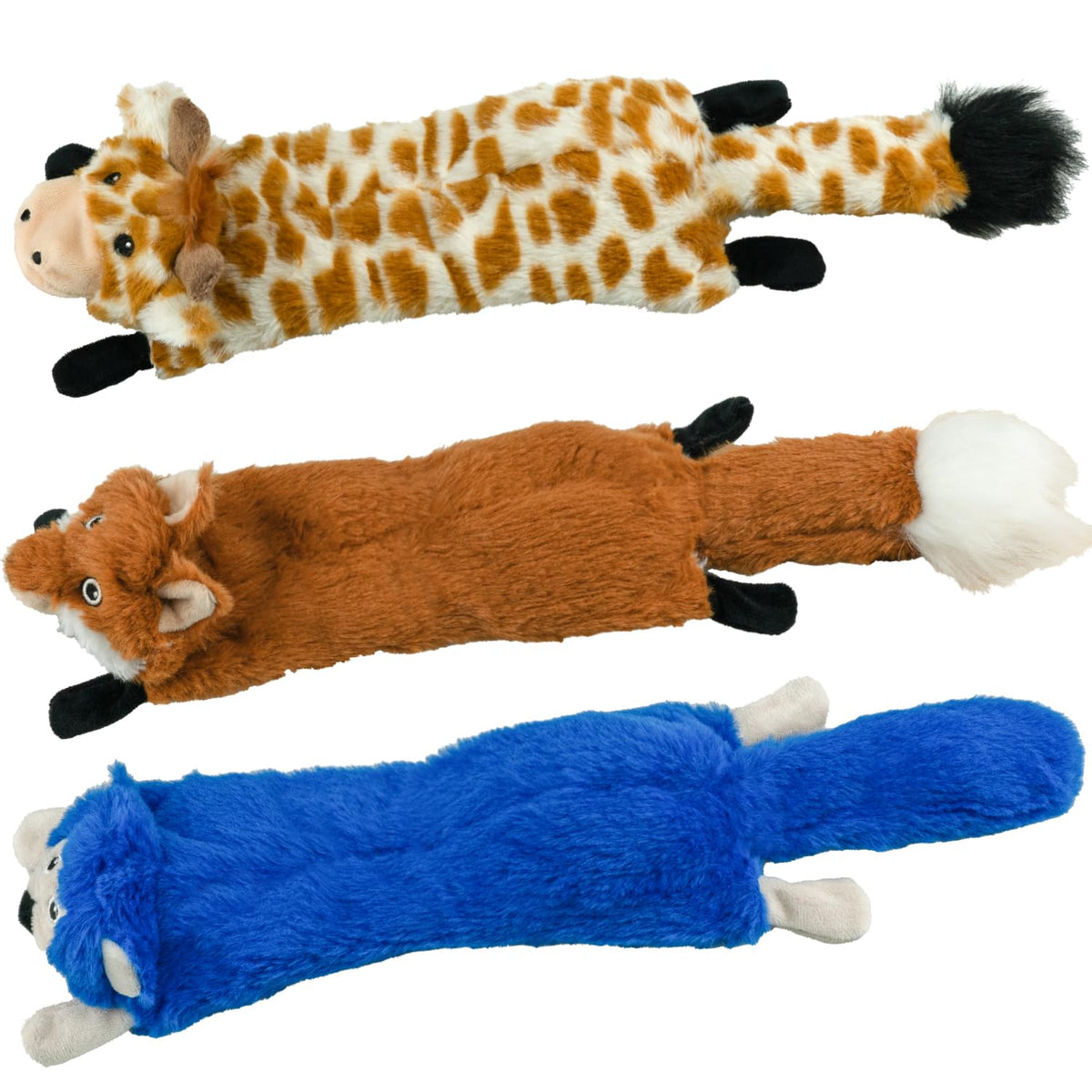 SHARLOVY dog toys shown as a three-pack of soft animal-shaped plush toys.