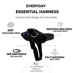 SHAWNCO dog harness featuring its USA flag design.