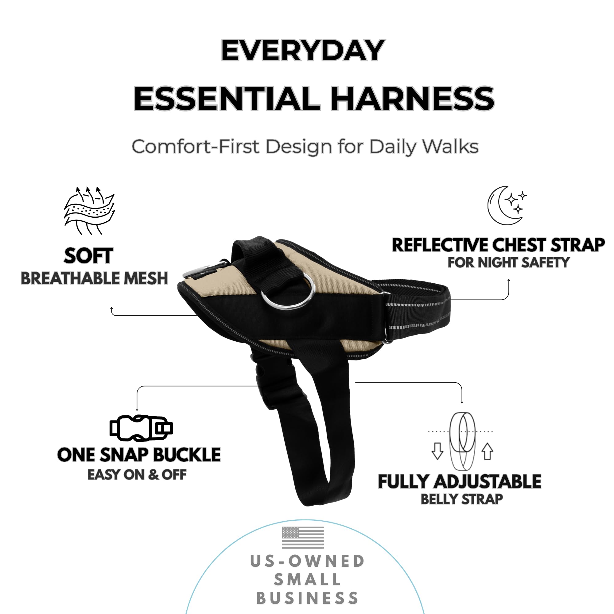 SHAWNCO Essential Dog Harness shown from a side angle.