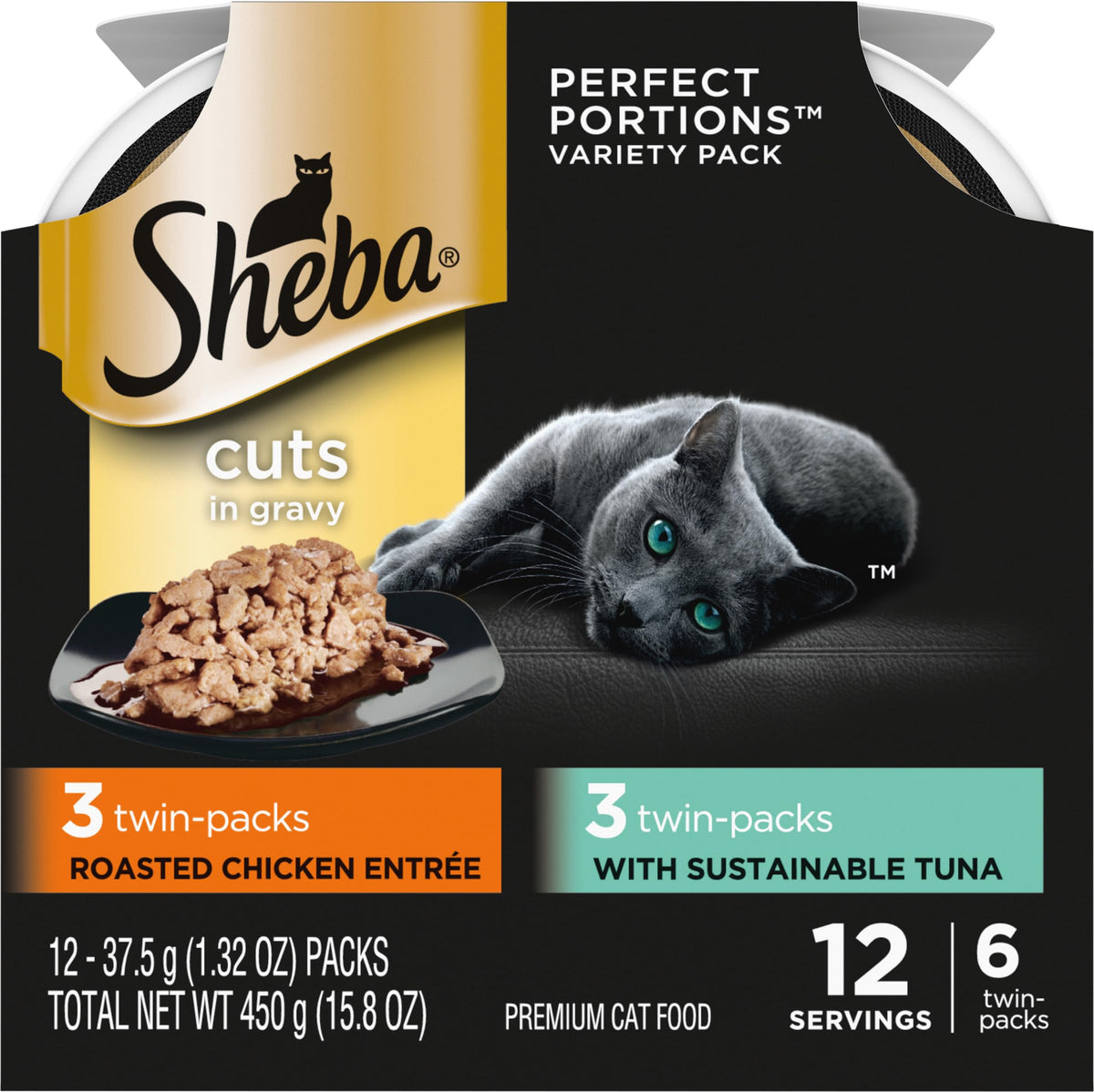 Sheba Perfect Portions cat food multipack shown from the front.
