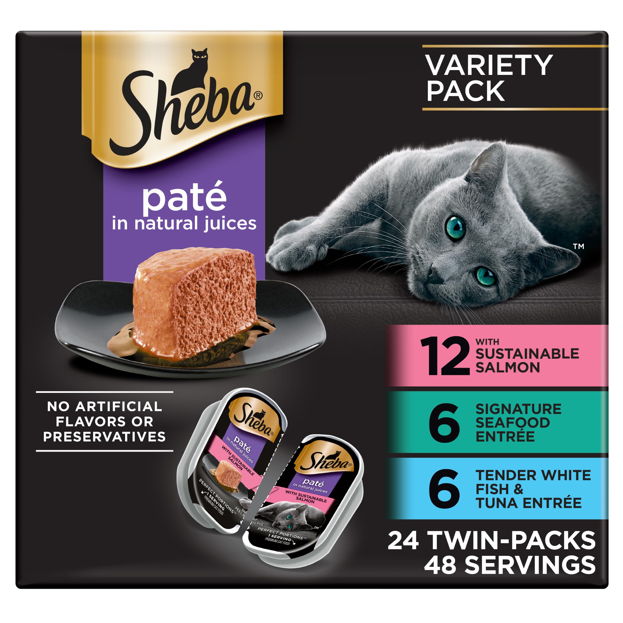 Sheba Perfect Portions Pate packaging shown from the front.