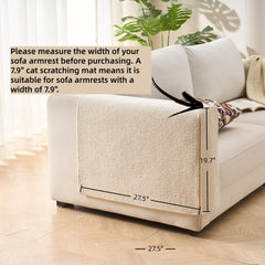 SHENGOCASE Cat Scratch Pad wrapped around a sofa armrest to protect the upholstery.