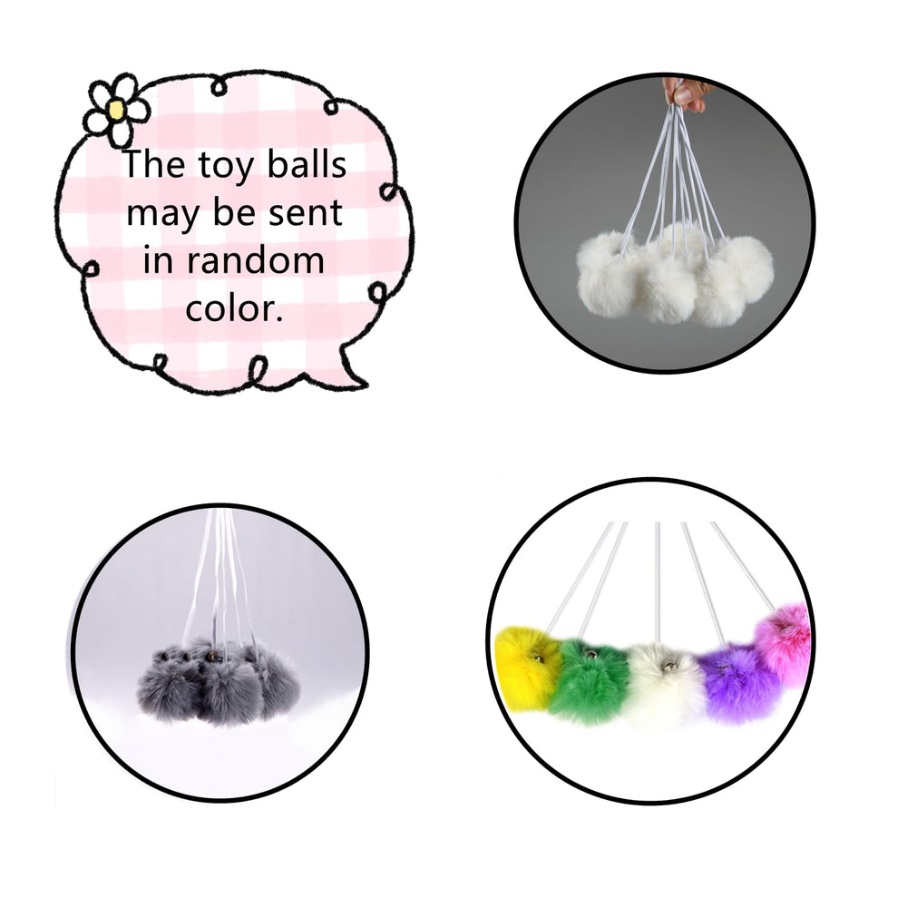 SHENGOCASE cat tree hammock set with its five hanging pom-pom toys.